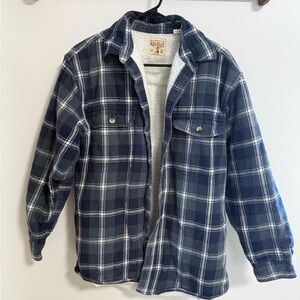 Red Head Sherpa Lined Plaid Insulated Grunge Shacket Shirt